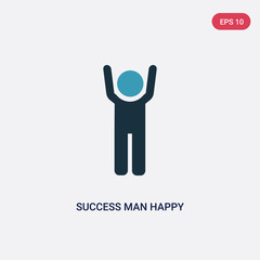 two color success man happy vector icon from people concept. isolated blue success man happy vector sign symbol can be use for web, mobile and logo. eps 10