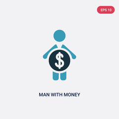 two color man with money vector icon from people concept. isolated blue man with money vector sign symbol can be use for web, mobile and logo. eps 10