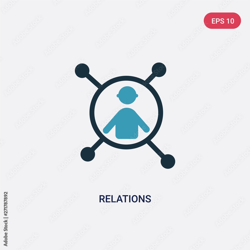Poster two color relations vector icon from people concept. isolated blue relations vector sign symbol can 