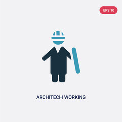 two color architech working vector icon from people concept. isolated blue architech working vector sign symbol can be use for web, mobile and logo. eps 10