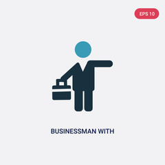 two color businessman with suitcase vector icon from people concept. isolated blue businessman with suitcase vector sign symbol can be use for web, mobile and logo. eps 10
