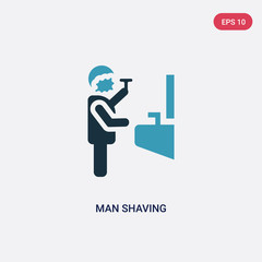 two color man shaving vector icon from people concept. isolated blue man shaving vector sign symbol can be use for web, mobile and logo. eps 10