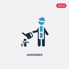 two color garderner vector icon from people concept. isolated blue garderner vector sign symbol can be use for web, mobile and logo. eps 10