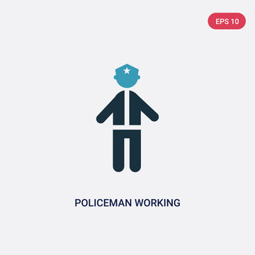 two color policeman working vector icon from people concept. isolated blue policeman working vector sign symbol can be use for web, mobile and logo. eps 10
