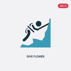 two color give flower vector icon from people concept. isolated blue give flower vector sign symbol can be use for web, mobile and logo. eps 10