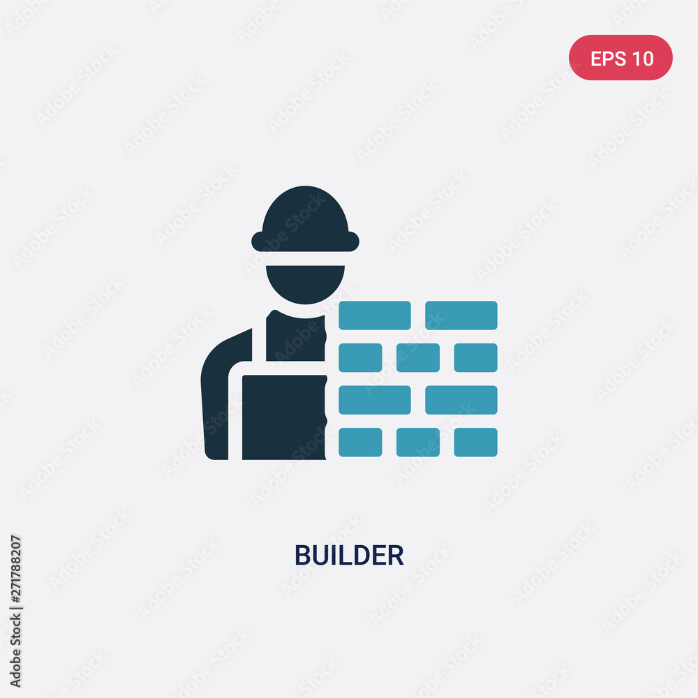 Poster two color builder vector icon from people skills concept. isolated blue builder vector sign symbol c