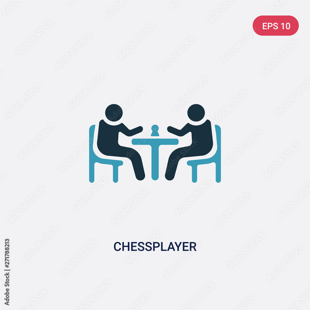 Poster two color chessplayer vector icon from people skills concept. isolated blue chessplayer vector sign 