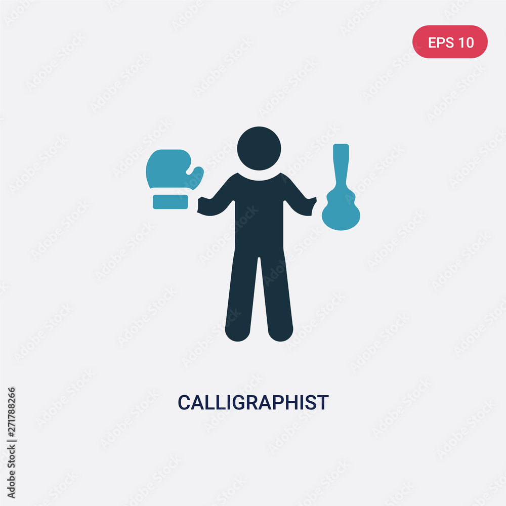 Poster two color calligraphist vector icon from people skills concept. isolated blue calligraphist vector s