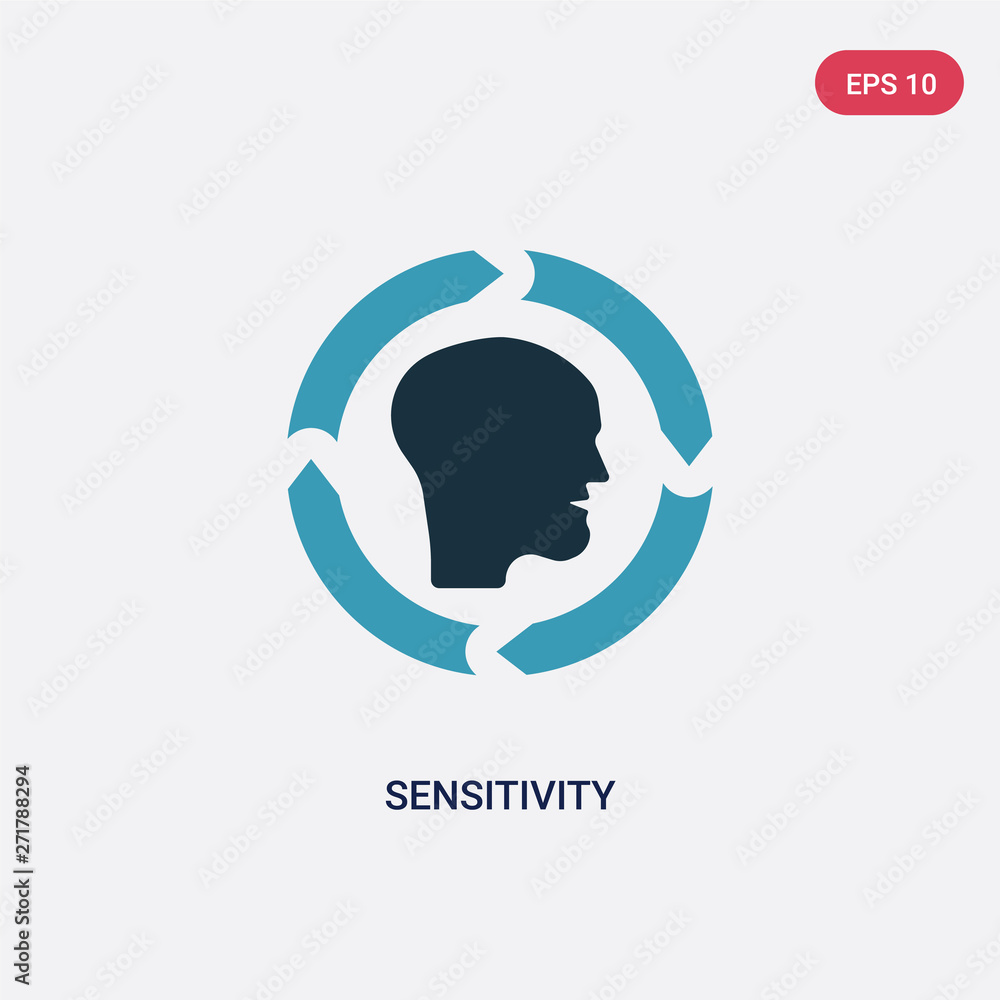 Aufkleber two color sensitivity vector icon from people skills concept. isolated blue sensitivity vector sign 