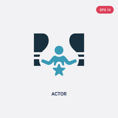 two color actor vector icon from people skills concept. isolated blue actor vector sign symbol can be use for web, mobile and logo. eps 10