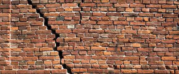 Red brick wall texture for background, Old red brick wall damaged background