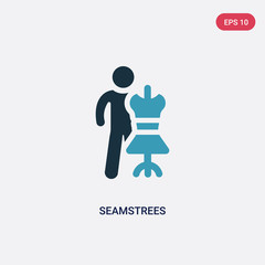 two color seamstrees vector icon from people skills concept. isolated blue seamstrees vector sign symbol can be use for web, mobile and logo. eps 10