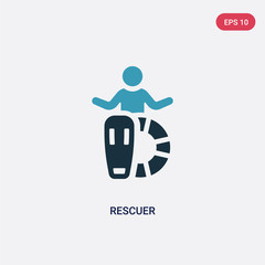 two color rescuer vector icon from people skills concept. isolated blue rescuer vector sign symbol can be use for web, mobile and logo. eps 10