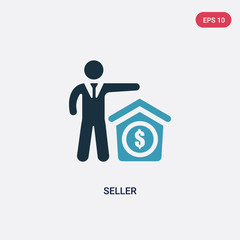 two color seller vector icon from people skills concept. isolated blue seller vector sign symbol can be use for web, mobile and logo. eps 10