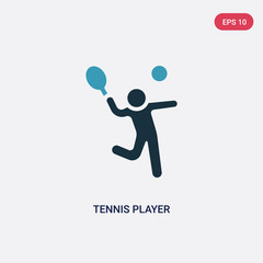 two color tennis player vector icon from people skills concept. isolated blue tennis player vector sign symbol can be use for web, mobile and logo. eps 10