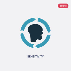 two color sensitivity vector icon from people skills concept. isolated blue sensitivity vector sign symbol can be use for web, mobile and logo. eps 10