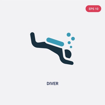 two color diver vector icon from people skills concept. isolated blue diver vector sign symbol can be use for web, mobile and logo. eps 10