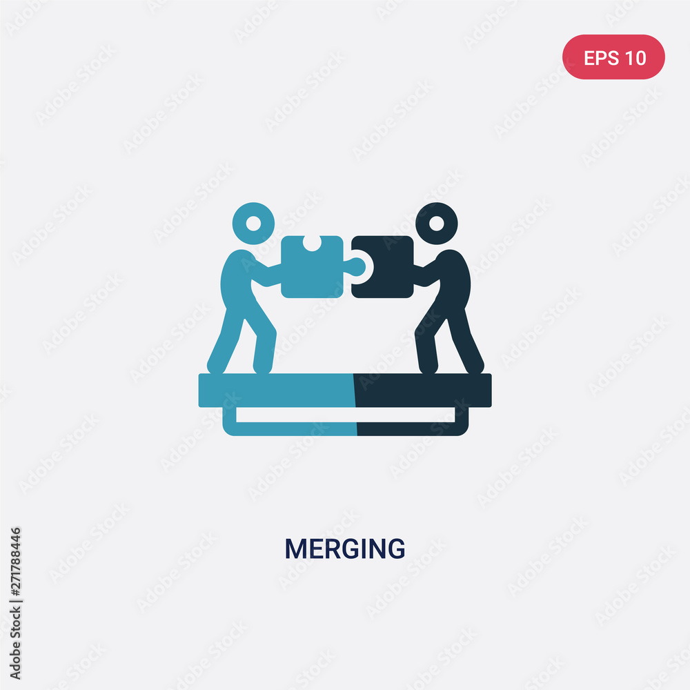 Poster two color merging vector icon from political concept. isolated blue merging vector sign symbol can b