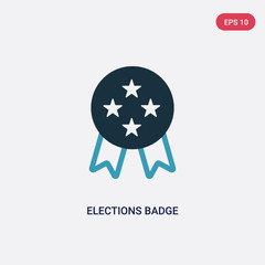 two color elections badge with a star vector icon from political concept. isolated blue elections badge with a star vector sign symbol can be use for web, mobile and logo. eps 10