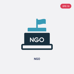 two color ngo vector icon from political concept. isolated blue ngo vector sign symbol can be use for web, mobile and logo. eps 10