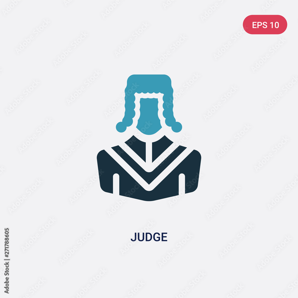 Poster two color judge vector icon from professions & jobs concept. isolated blue judge vector sign symbol 