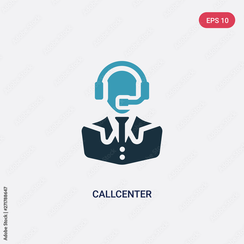 Poster two color callcenter vector icon from professions concept. isolated blue callcenter vector sign symb