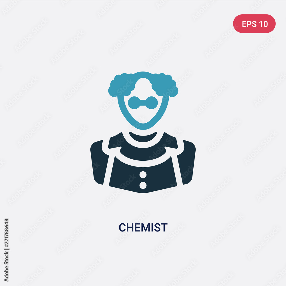 Poster two color chemist vector icon from professions concept. isolated blue chemist vector sign symbol can