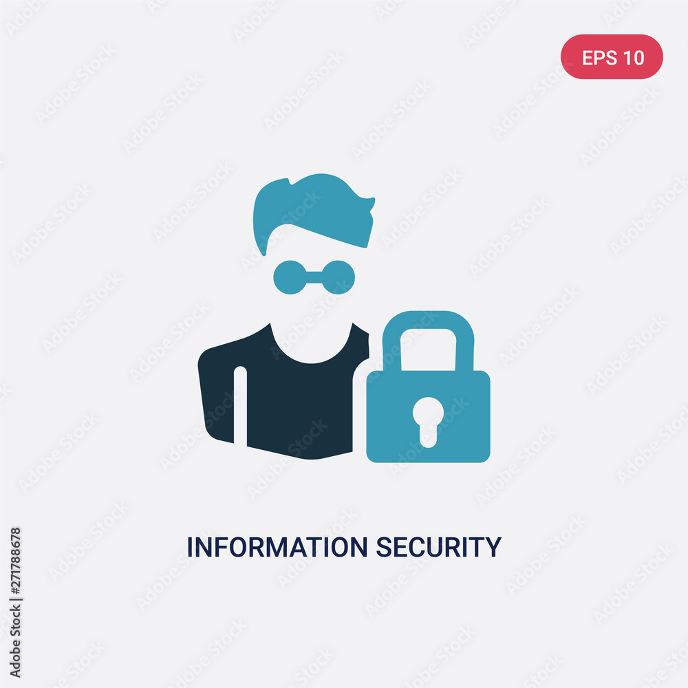 Poster two color information security analyst vector icon from professions concept. isolated blue informati