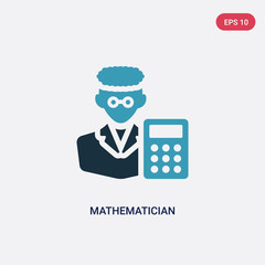 two color mathematician vector icon from professions & jobs concept. isolated blue mathematician vector sign symbol can be use for web, mobile and logo. eps 10