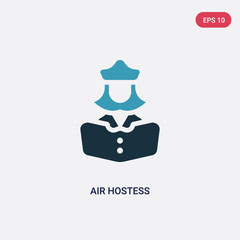 two color air hostess vector icon from professions concept. isolated blue air hostess vector sign symbol can be use for web, mobile and logo. eps 10
