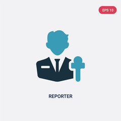 two color reporter vector icon from professions & jobs concept. isolated blue reporter vector sign symbol can be use for web, mobile and logo. eps 10