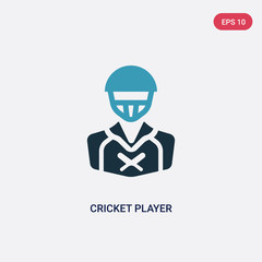 two color cricket player vector icon from professions concept. isolated blue cricket player vector sign symbol can be use for web, mobile and logo. eps 10