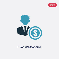 two color financial manager vector icon from professions concept. isolated blue financial manager vector sign symbol can be use for web, mobile and logo. eps 10