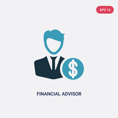 two color financial advisor vector icon from professions concept. isolated blue financial advisor vector sign symbol can be use for web, mobile and logo. eps 10