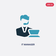 two color it manager vector icon from professions concept. isolated blue it manager vector sign symbol can be use for web, mobile and logo. eps 10