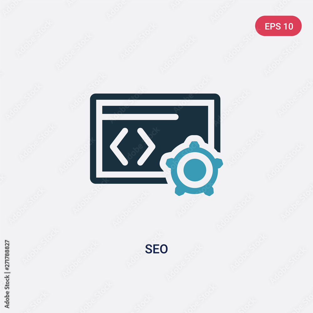 Poster two color seo vector icon from programming concept. isolated blue seo vector sign symbol can be use 