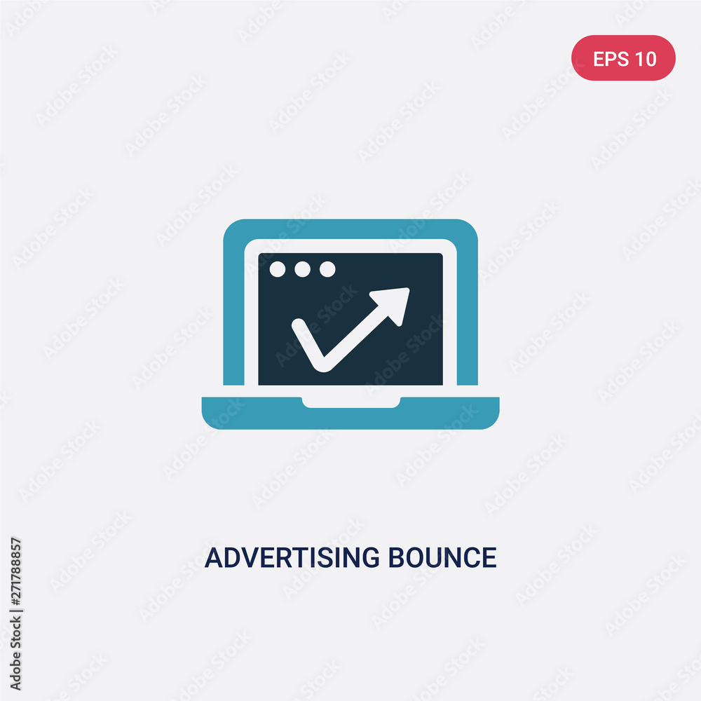 Poster two color advertising bounce vector icon from programming concept. isolated blue advertising bounce 