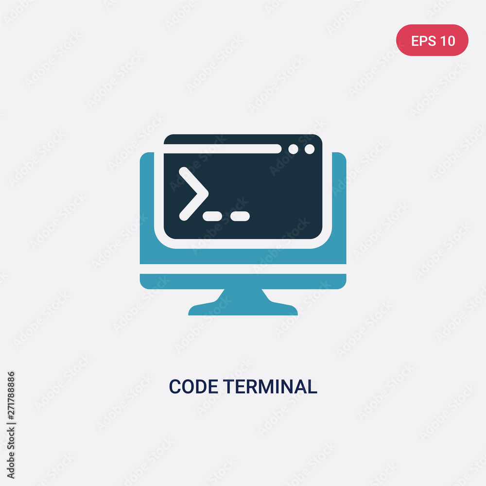 Poster two color code terminal vector icon from programming concept. isolated blue code terminal vector sig