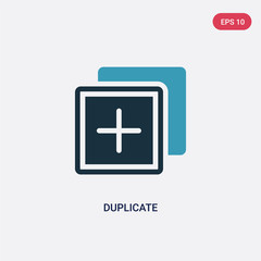two color duplicate vector icon from programming concept. isolated blue duplicate vector sign symbol can be use for web, mobile and logo. eps 10