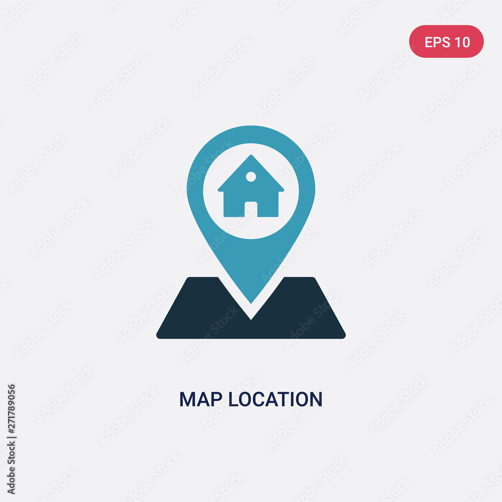 Poster two color map location vector icon from real estate concept. isolated blue map location vector sign 
