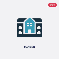 two color mansion vector icon from real estate concept. isolated blue mansion vector sign symbol can be use for web, mobile and logo. eps 10