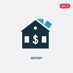 two color deposit vector icon from real estate concept. isolated blue deposit vector sign symbol can be use for web, mobile and logo. eps 10