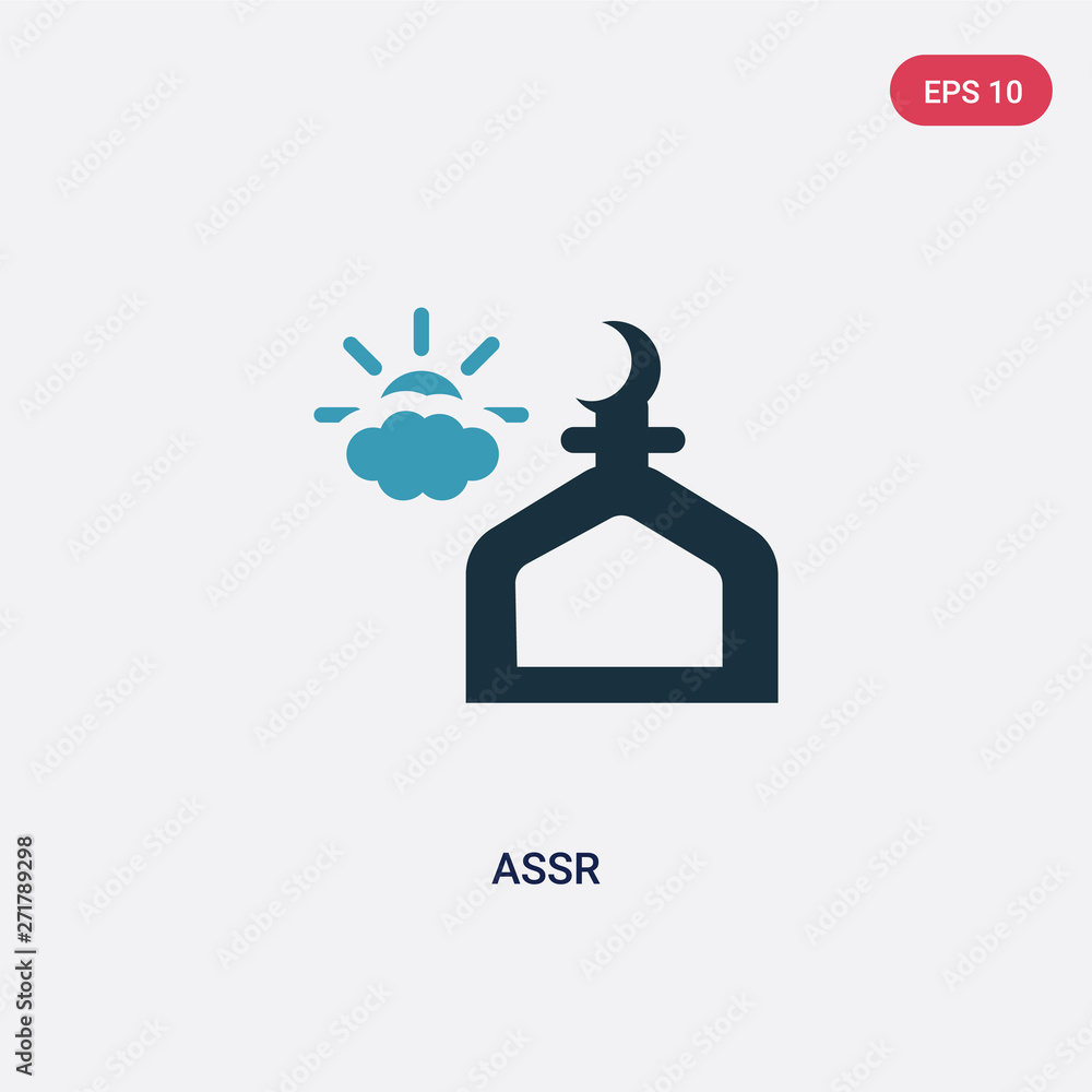 Poster two color assr vector icon from religion-2 concept. isolated blue assr vector sign symbol can be use