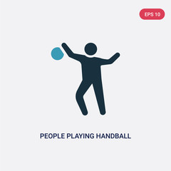 two color people playing handball vector icon from recreational games concept. isolated blue people playing handball vector sign symbol can be use for web, mobile and logo. eps 10