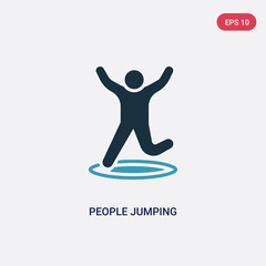 two color people jumping vector icon from recreational games concept. isolated blue people jumping vector sign symbol can be use for web, mobile and logo. eps 10