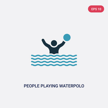 two color people playing waterpolo vector icon from recreational games concept. isolated blue people playing waterpolo vector sign symbol can be use for web, mobile and logo. eps 10
