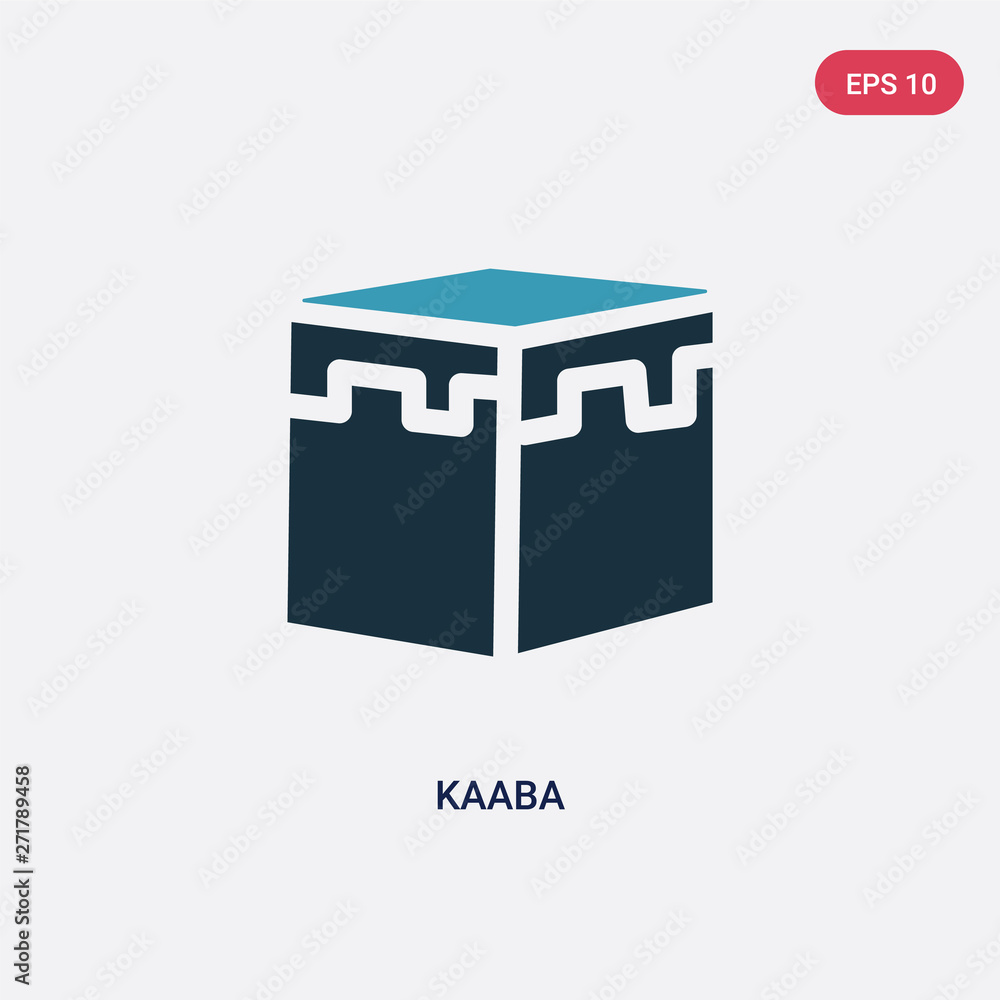 Poster two color kaaba vector icon from religion-2 concept. isolated blue kaaba vector sign symbol can be u