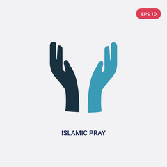 two color islamic pray vector icon from religion-2 concept. isolated blue islamic pray vector sign symbol can be use for web, mobile and logo. eps 10