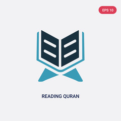 two color reading quran vector icon from religion concept. isolated blue reading quran vector sign symbol can be use for web, mobile and logo. eps 10