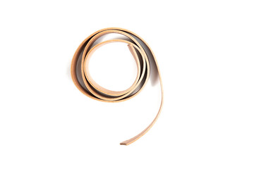 Working process of the leather belt on white background